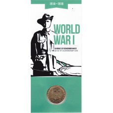 2014 $1 100 Years of Anzac Shrine of Remembrance Counterstamp 'M'