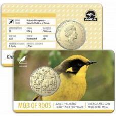 2020 $1 Mob Of Kangaroo - Privy Mark 'Victorian Helmeted Honeyeater' Melbourne