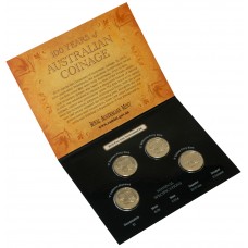 2010 $1 100 Years of Australian Coinage 4 Coin Set 1 C Mintmark Plus 3 Privy Marks, B, S & M