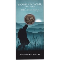 2013 $1 60th Anniversary Korean War Coin/Card