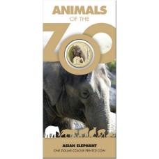 2012 $1 Pad Printed Coin Zoo Series - Asian Elephant Coin/Card