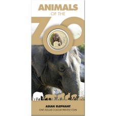 2012 $1 Pad Printed Coin Zoo Series - Asian Elephant Coin/Card
