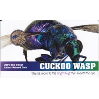 2014 $1 Pad Printed Coin Bright Bugs Series - Cuckoo Wasp Coin/Card