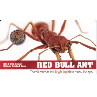 2014 $1 Pad Printed Coin Bright Bugs Series - Red Bull Ant Coin/Card