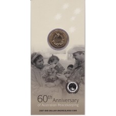 2007 $1 60th Anniversary of Aust Peacekeeping Coin/Card