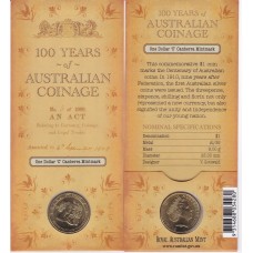 2010 $1 100 Years of Australian Coinage Mintmark 'C' Canberra Mint Gallery Press