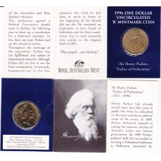 1996 $1 Sir Henry Parkes Mint Mark "B"