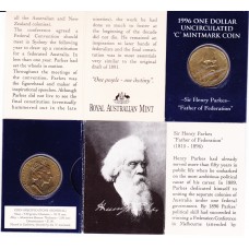 1996 $1 Sir Henry Parkes Mint Mark "C"