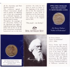 1996 $1 Sir Henry Parkes Mint Mark "S"