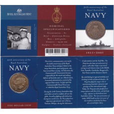 2001 $1 Royal Australian Navy 90th Anniversary