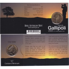 2005 $1 Gallipoli Mint Mark "C"