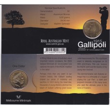 2005 $1 Gallipoli Mint Mark "M"