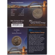 2007 $1 75th Anniversary of Sydney Harbour Bridge Mintmark "S"