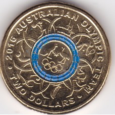 2016 $2 Australian Olympic Team Blue" Ring Uncirculated