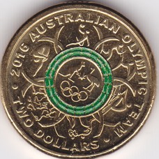 2016 $2 Australian Olympic Team "Green" Ring Uncirculated