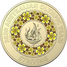 2020 $2 Australian Coins Tokyo Olympics - Yellow Striving Coin Uncirculated