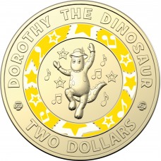 2021 $2 30 Years of The Wiggles - Dorothy the Dinosaur Coloured Coin