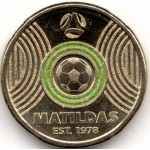 2023 $2 The Commbank Matildas Light Green Coloured Circle Coin