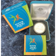 2006 $5 Melbourne Commonwealth Games Queens Baton Relay 1oz 99.9% Silver Proof Coin