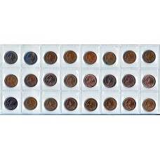 1966 - 1990 24 1¢ Feather Tailed Glider Full Set of Circulated Coins Including 1968