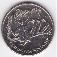 2001 20¢ Western Australia Federation Uncirculated