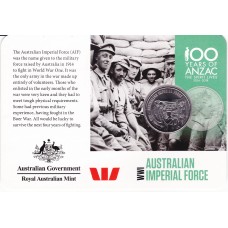 2015 20¢ 100 Years of Anzac - WWI Australian Imperial Force Carded/Coin