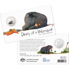 2022 20¢ 20th Anniversary of Diary of a Wombat Book Week Coloured Carded Coin Uncirculated