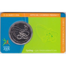 2006 50¢ Commonwealth Games Cycling Coin/Card