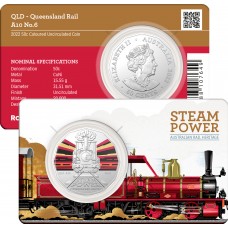 2022 50¢ Australian Steam Power Trains - QLD Rail No. 6 Coin/Card Uncirculated