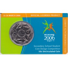 2005 50¢ Secondary School Student Design 2006 Melbourne Games Coin/Card Uncirculated