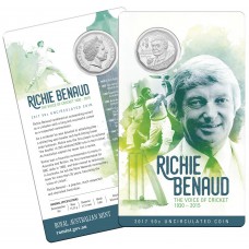 2017 50¢ Richie Benaud The Voice Of Cricket 1930 – 2015 Coin/Card