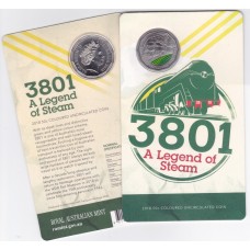 2018 50¢ 3801 Steam Train Relaunch - A Legend in Steam Coin/Card