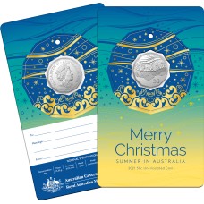 2021 50¢ Merry Christmas Carded Coin Uncirculated (Five Different Coloured Cards)