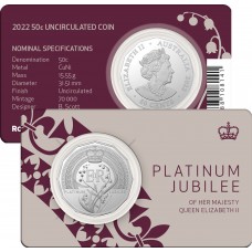 2022 50¢ Platinum Jubilee of HM Queen Elizabeth II Coin/Card Uncirculated
