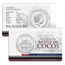 2014 50¢ Australia at War - Battle of Cocos Island Coin/Card