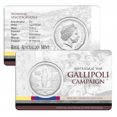 2014 50¢ Australia at War - Gallipoli Campaign Coin/Card
