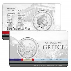 2015 50¢ Australia at War - Greece Coin/Card