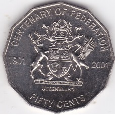 2001 50¢ Queensland Federation Uncirculated