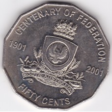 2001 50¢ South Australia Federation Uncirculated
