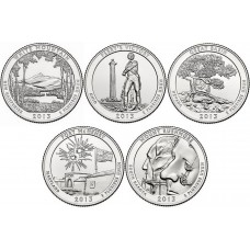 2013 US National Park Quarters Five Coins Uncirculated Straight from the US Mint 