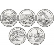 2014 US National Park Quarters Five Coins Uncirculated Straight from the US Mint 