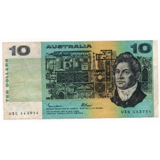 1985 $10 Johnston-Fraser Paper Banknote USG 443954 Low Grade