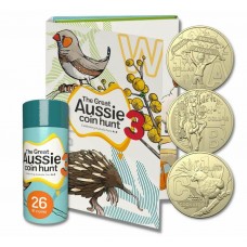 2022 $1 The Great Aussie Coin Hunt 3 A-Z Set of 26 In a Cylinder and Folder 
