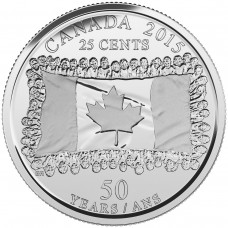 2015 25¢ Canadian Plain Flag Coin