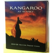 2010 $1 1/10 oz 99.9% Silver Kangaroo at Sunset Proof Coin