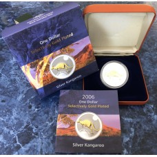 2006 $1 Kangaroo 99.9% Silver Selective Gold Plated Coin
