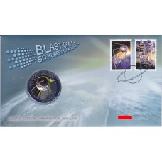 2007 PNC Sputnil 50 Years in Space 1957 - 2007 Stamp and Medallion Cover