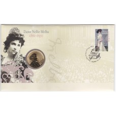 2011 PNC $1 Dame Nellie Melba (1861-1931) Stamp and Coin Cover