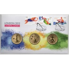 2012 PNC $1 London Olympic Games Three Coins Stamp and Coin Cover
