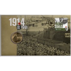 2014 PNC $1 Centenary of WW1 1914 - War Declared Australia & the Empire (Perth Mint) Stamp and Coin Cover